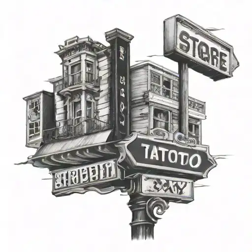 store , street sign tattoo design idea