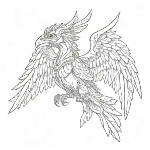 Valkyrie with wings and a beak tattoo design idea