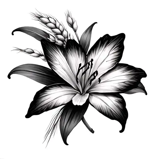 wheat sheets, love, butter fly, tiger Lilly tattoo design idea