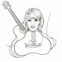 Create a minimalist tattoo of Taylor Swift's guitar with a hidden message in the strings tattoo design idea