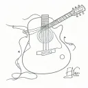 Create a minimalist tattoo of Taylor Swift's guitar with a hidden message in the strings tattoo design idea
