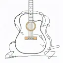 Create a minimalist tattoo of Taylor Swift's guitar with a hidden message in the strings tattoo design idea