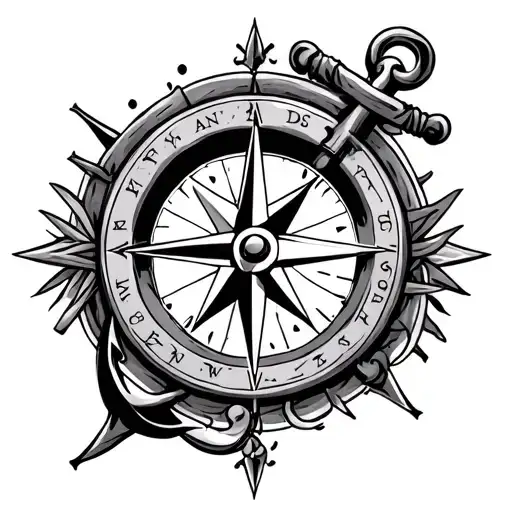 compass and anchor connected tattoo design idea