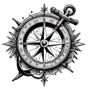 compass and anchor connected tattoo design idea