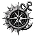 compass and anchor connected tattoo design idea