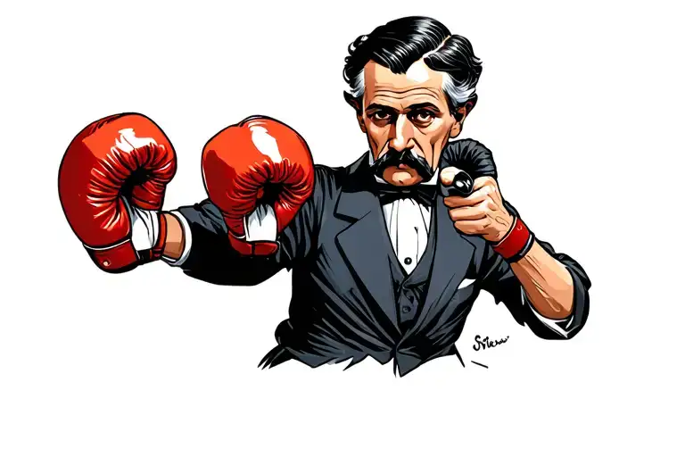 Nikola Tesla boxing Thomas Edison tattoo design idea