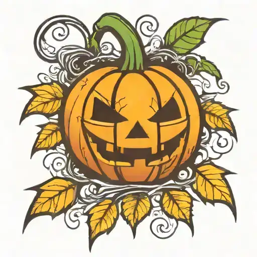 Halloween pumpkin character tattoo design idea
