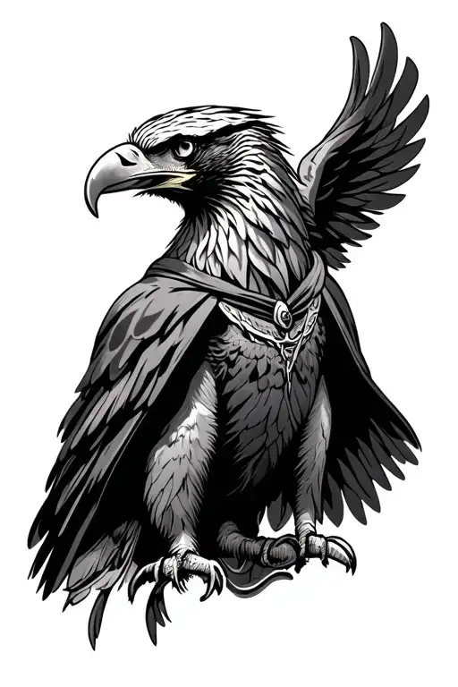 Eagle wearing cloak tattoo design idea
