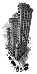 city street with tall buildings and street signs and on a busy day tattoo design idea