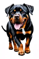 Rottweiler and his owner walking tattoo design idea