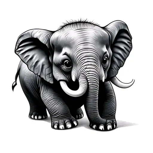 baby elephant playing tattoo design idea
