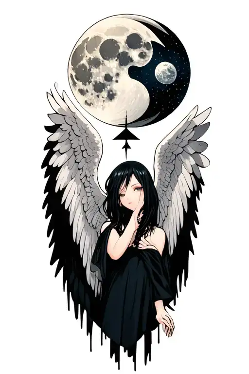 Angel holding soul eater moon anime tattoo design idea