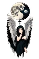 Angel holding soul eater moon anime tattoo design idea
