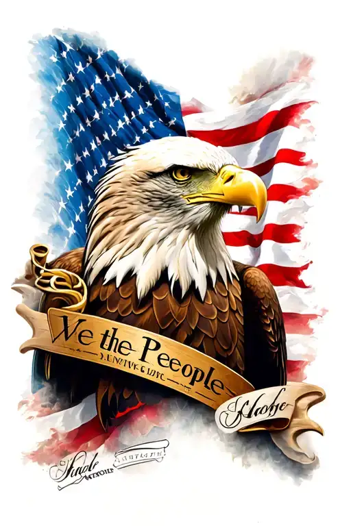 Bald Eagle American Flag We the People tattoo design idea