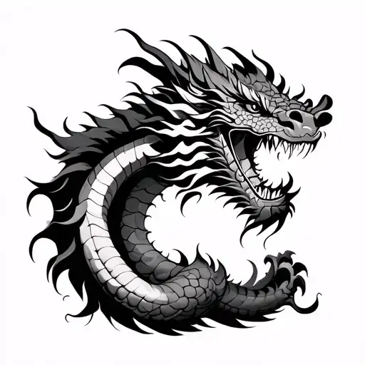 dragon+ torii + scroll japanese tattoo design idea