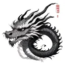 dragon+ torii + scroll japanese tattoo design idea
