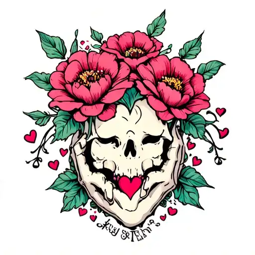 knuckle flowers hearts goth cute tattoo design idea