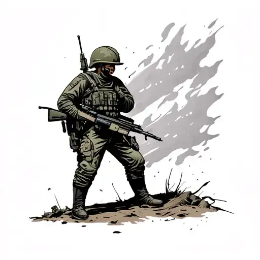 infantry soldier standing tattoo design idea
