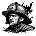Firefighter helmet engulfed tattoo design idea