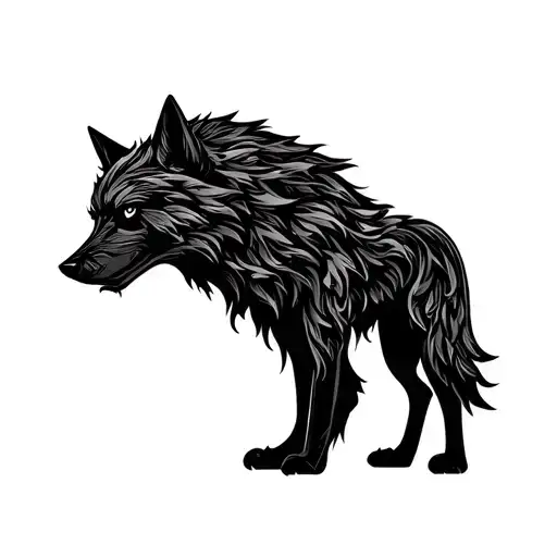 viking wolf silhouette tattoo design idea