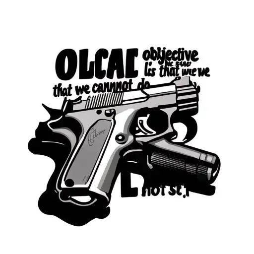 "The only objective that we cannot achieve is the one that we do not set." With a fairly real pistol et la phrase visibl tattoo design idea