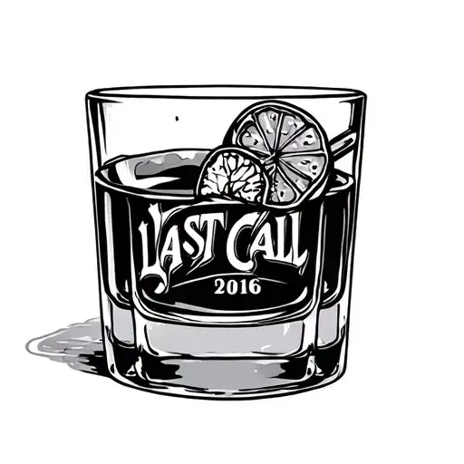 whiskey glass last call 2016 tattoo design idea