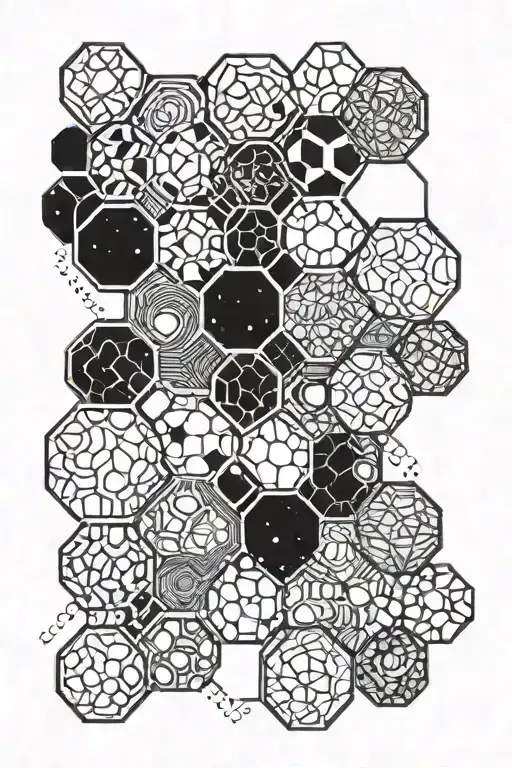 honey comb with geometric design connections tattoo design idea