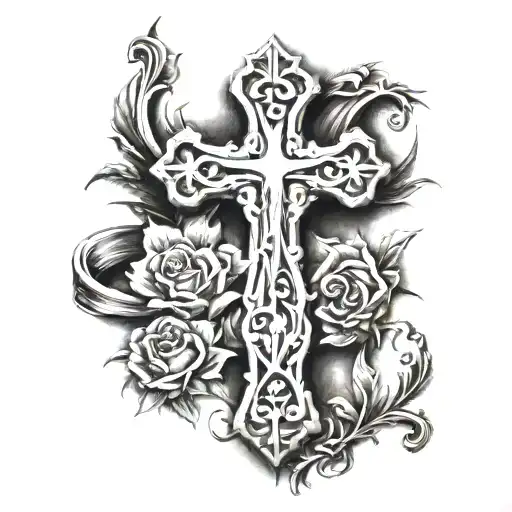 cross with light shadow I want tattoo design idea