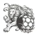 A soccer ball merging with a lion's mane, symbolizing strength and agility tattoo design idea