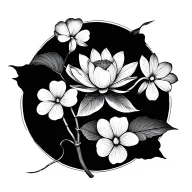 LUCKY BAMBOO, CLOVER LEAF, LOTUS FLOWER tattoo design idea