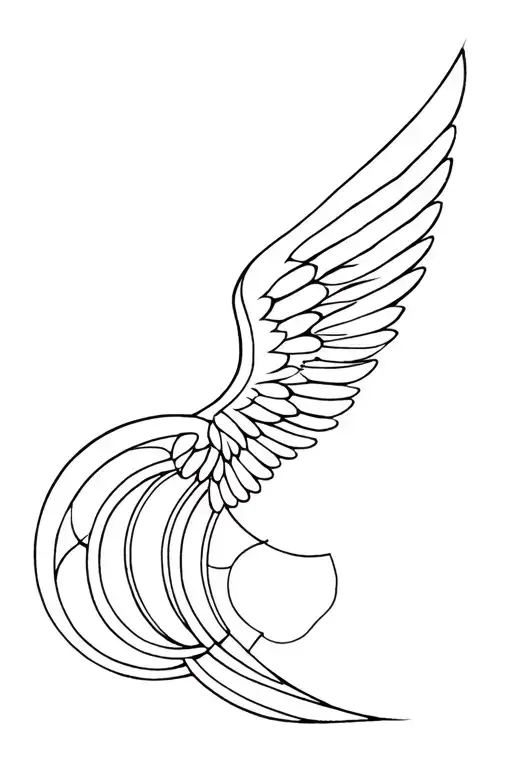 line with widening and narrowing details with circles and shapes with winged details up top corners tattoo design idea