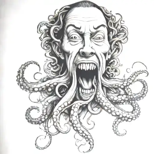 tentacles in the mouth tattoo design idea
