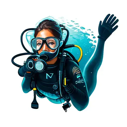 scuba diving female tattoo design idea