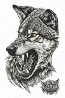 Snarling wolf head tattoo design idea