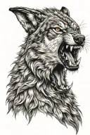 Snarling wolf head tattoo design idea