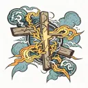 cross with lightning coming off it tattoo design idea