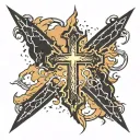 cross with lightning coming off it tattoo design idea