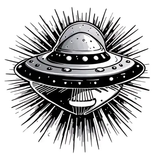 Guitar pick shaped ufo beaming tattoo design idea