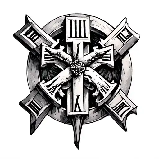Roman numerals with a cross on the inner bicep tattoo design idea