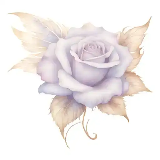 Periwinkle blue rose with angel wings spread tattoo design idea