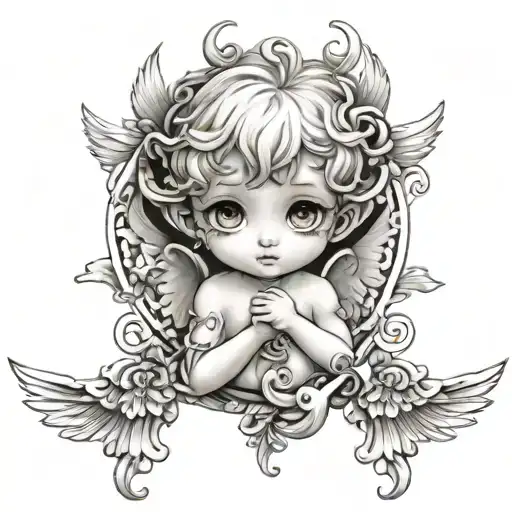 anime cherub tattoo design idea