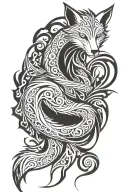 nine tailed fox tattoo design idea