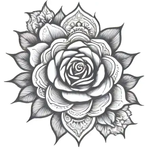 Rose mandala pointedly detailed tattoo design idea
