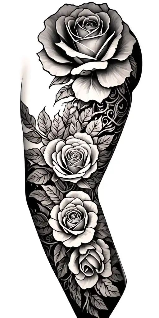 mendala and roses full sleeve left arm tattoo tattoo design idea