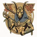 Anubis with scales and staff  tattoo design idea