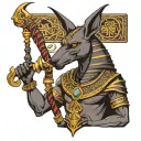 Anubis with scales and staff  tattoo design idea