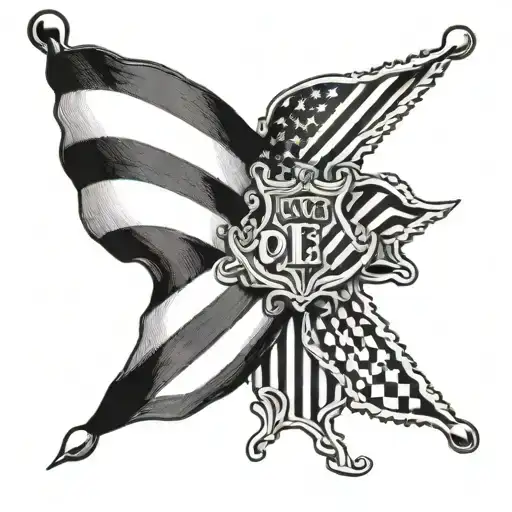 Police flag intertwined tattoo design idea