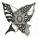 Police flag intertwined tattoo design idea