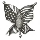 Police flag intertwined tattoo design idea