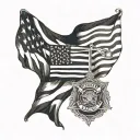 Police flag intertwined tattoo design idea